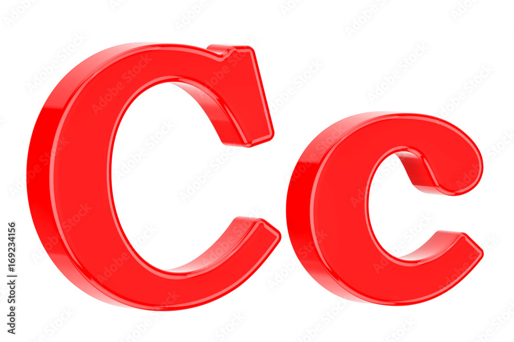 English red letter C with serifs, 3D rendering English red letter C with serifs, 3D rendering