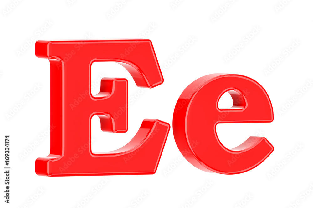 English red letter E with serifs, 3D rendering English red letter E with serifs, 3D rendering