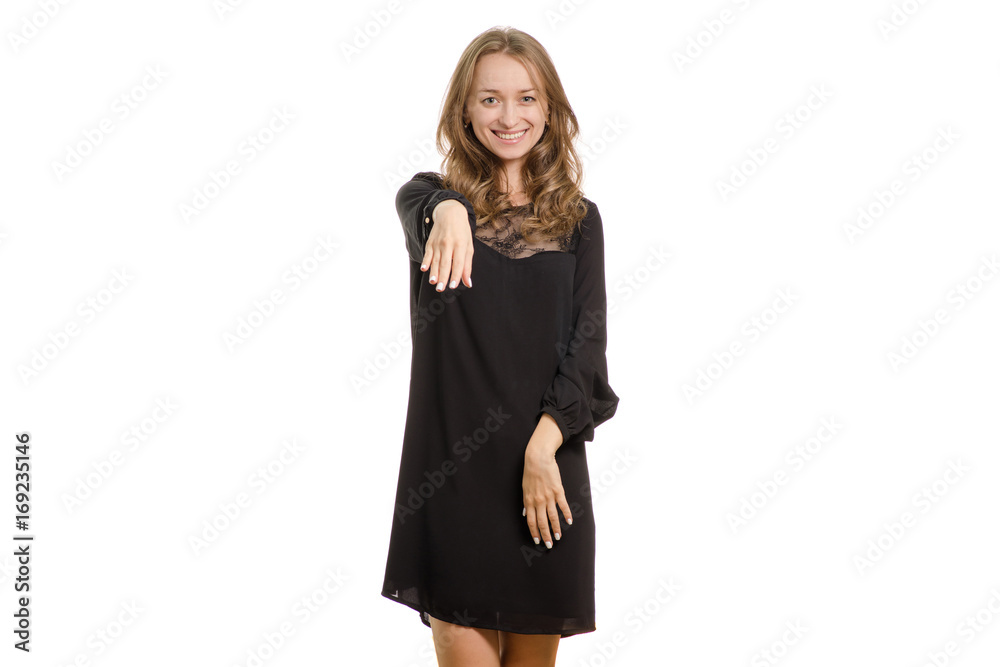 Girl in a black dress man kisses a woman's hand Girl in a black dress man kisses a woman's hand