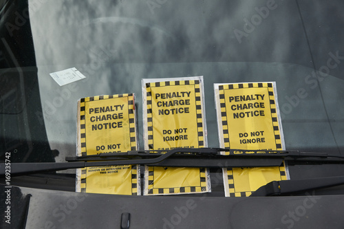 Penalty Charge notices on a car windscreen