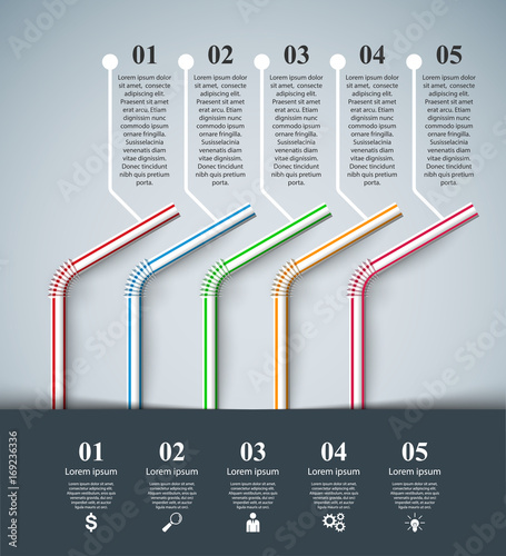 Five cocktail tube - business infographic. Marketing icon