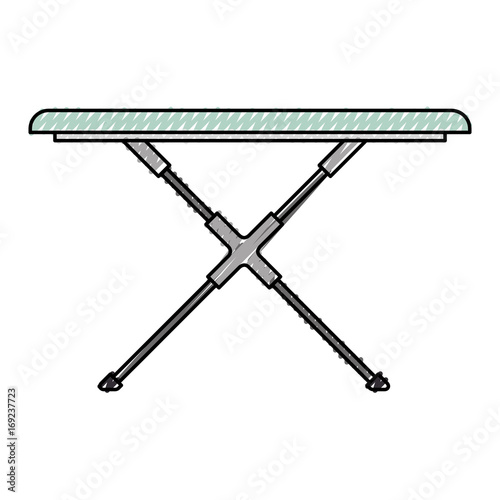 colored crayon silhouette of ironing board
