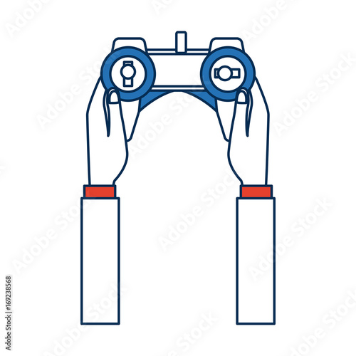 hand hold drone controller gamepad vector illustration