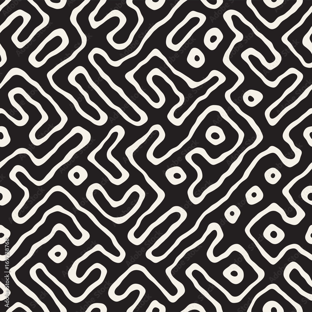 Seamless pattern with maze lines. Monochrome abstract background. Vector hand drawn labyrinth. Seamless pattern with maze lines. Monochrome abstract background. Vector hand drawn labyrinth.