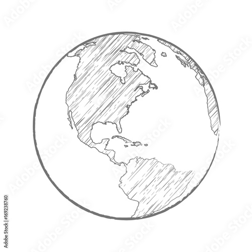 Vector globe icon of the world. pencil sketched