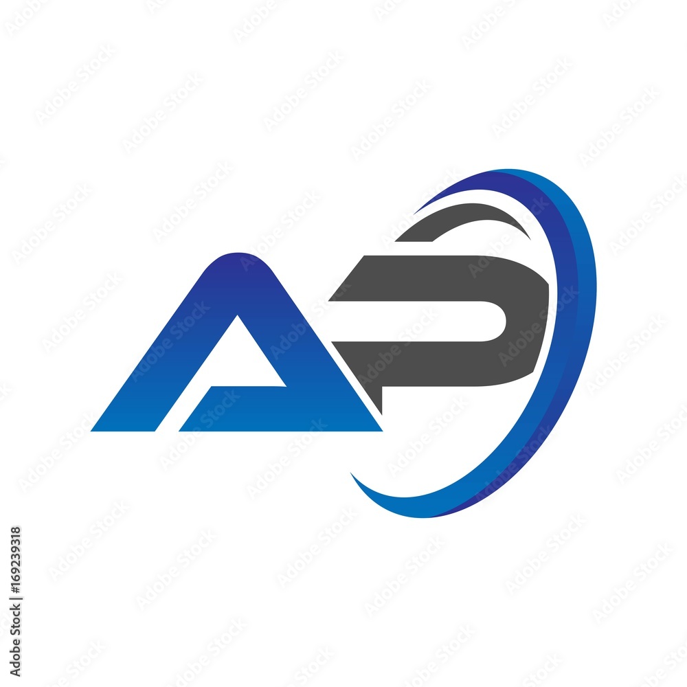 vector initial logo letters ap with circle swoosh blue gray vector initial logo letters ap with circle swoosh blue gray