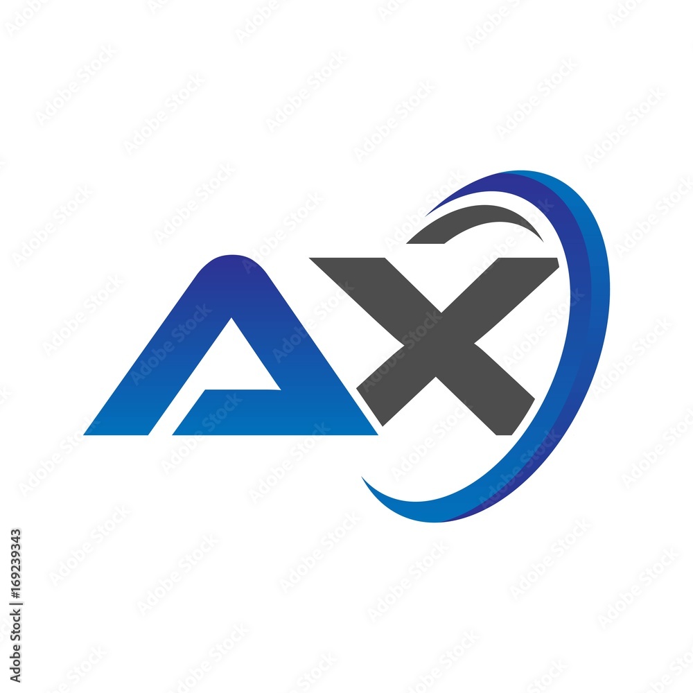 Obraz premium vector initial logo letters ax with circle swoosh blue gray