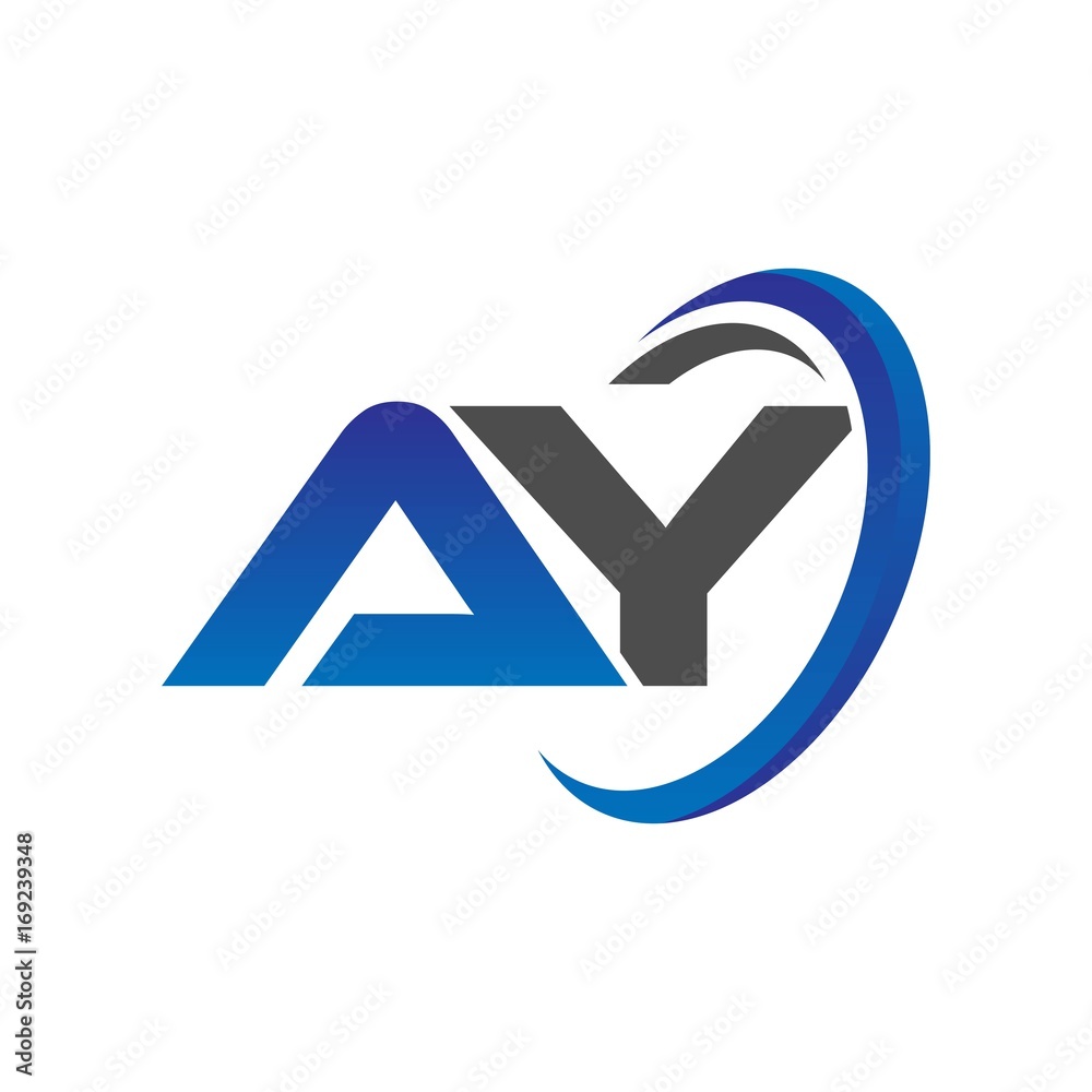 vector initial logo letters ay with circle swoosh blue gray vector initial logo letters ay with circle swoosh blue gray