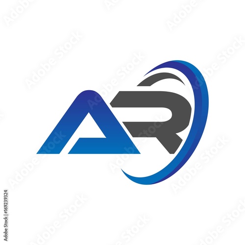 vector initial logo letters ar with circle swoosh blue gray