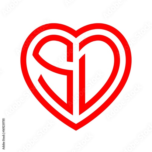 Free Download initial letters logo sd red monogram heart love shape - GFXLoad