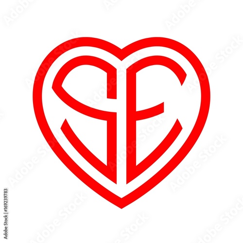Free Download initial letters logo se red monogram heart love shape - GFXLoad