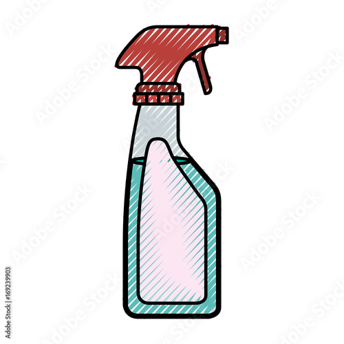colored crayon silhouette of laundry spray bottle