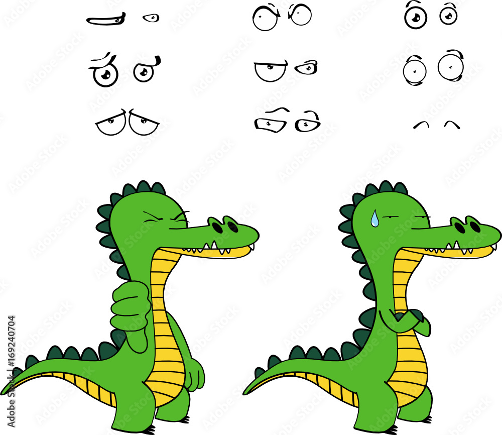 Fototapeta premium funny alligator cartoon expressions set in vector format
