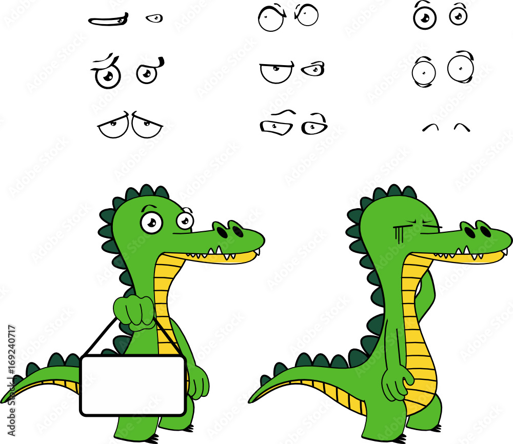 Fototapeta premium funny alligator cartoon expressions set in vector format