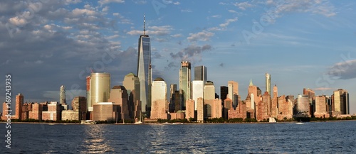 The Freedom Tower, World Financial Center, and the skyline of downtown Manhattan from Jersey City. © michaelfitz