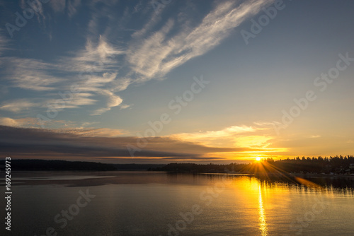 Quadro em tela sunrise puget sound
