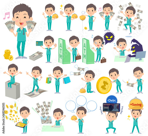 surgical operation green wear men_money