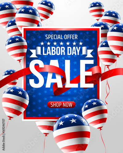 Happy Labor Day with balloons template.American labor day Brochures,Poster or Banner.Vector illustration.