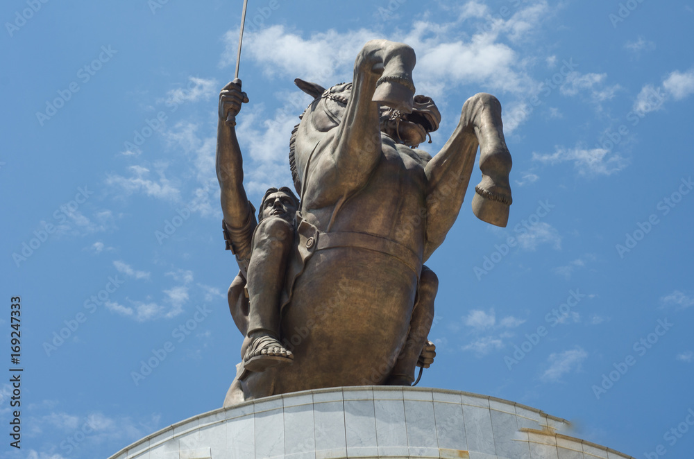 Alexander the Great Monument in Skopje, Macedonia. The monument of the Alexander the Great at Macedonia Square.
