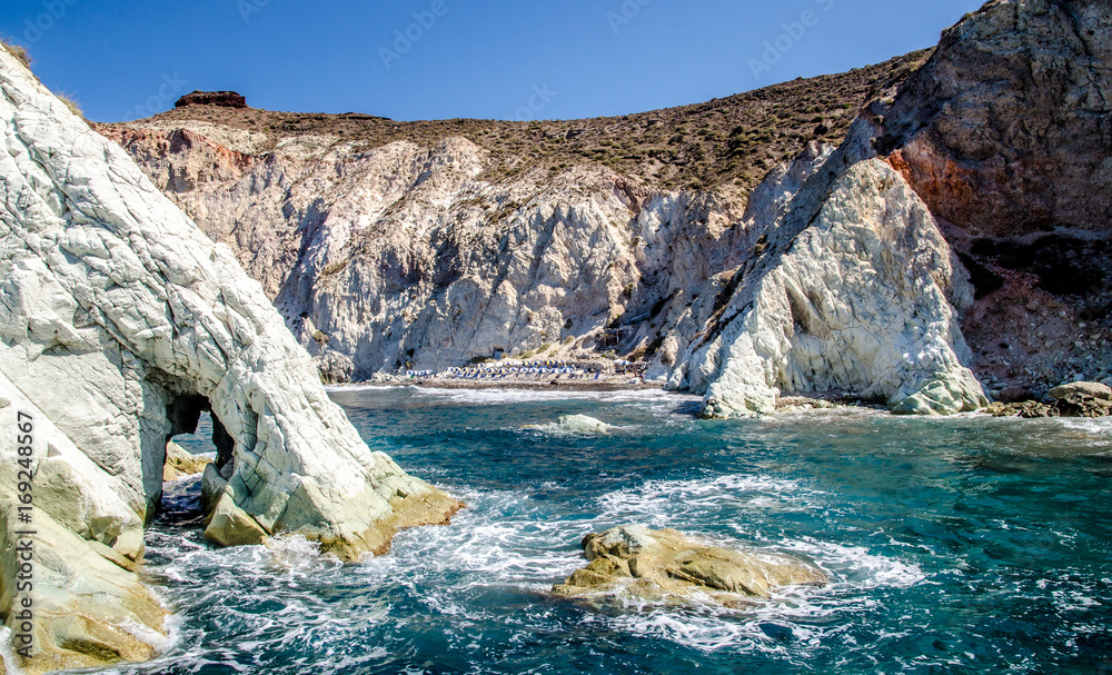 Stones and water on Greek island Cyclades