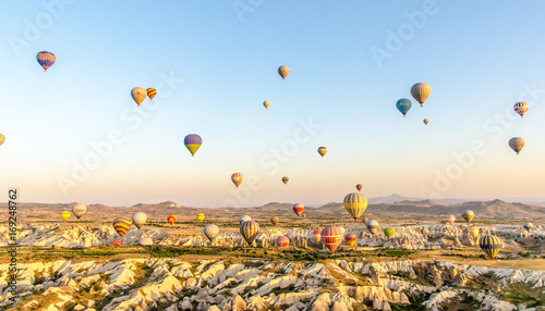 Hot air baloons over valley
