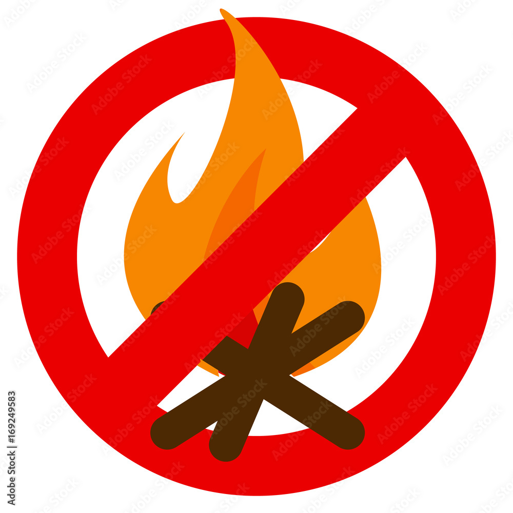 No fire prohibition sign vector illustration. Flat style design. Colorful graphics No fire prohibition sign vector illustration. Flat style design. Colorful graphics