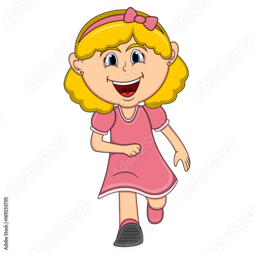 A girl running cartoon