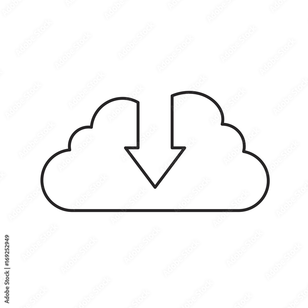 monochrome silhouette of cloud service with download icon monochrome silhouette of cloud service with download icon