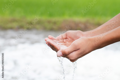 Water in children hand