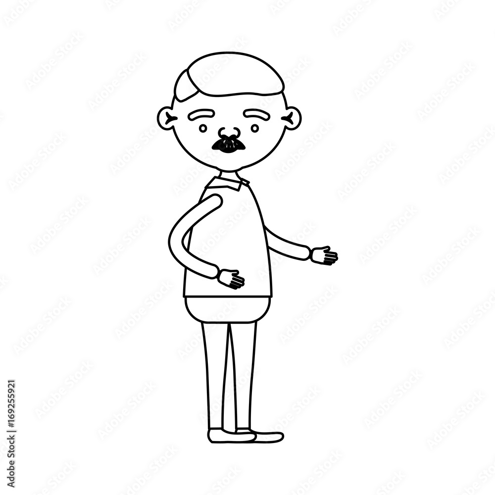 sketch silhouette of full body elderly grandfather in clothes with moustache sketch silhouette of full body elderly grandfather in clothes with moustache