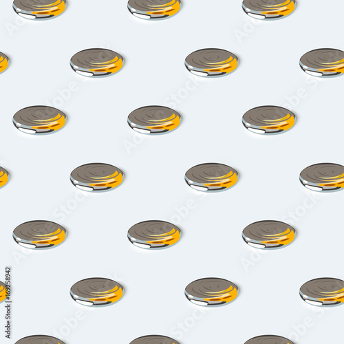Drops of mercury with a yellow glare on a light background