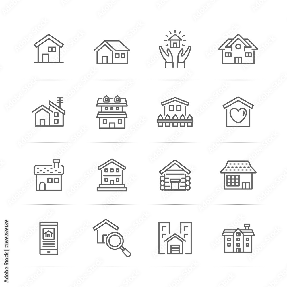 home vector line icons home vector line icons
