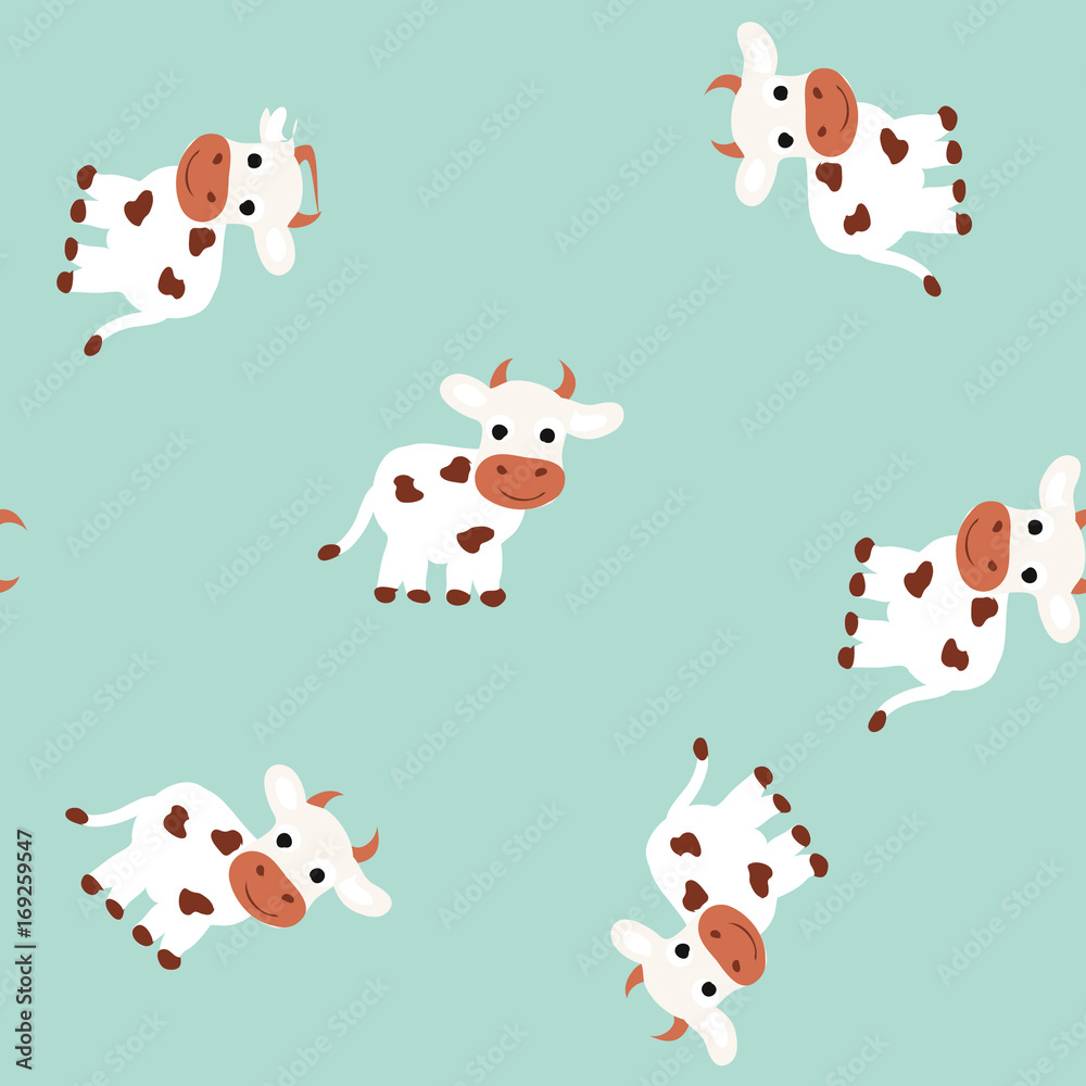 Cartoon Baby  animal flat seamless pattern
