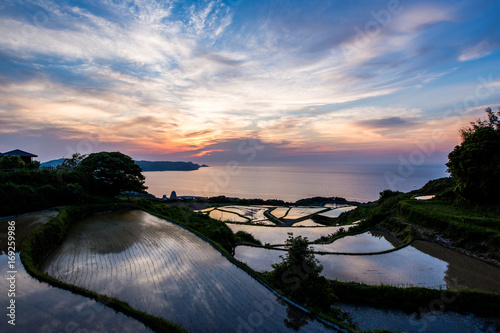 東後畑棚田の夕焼け