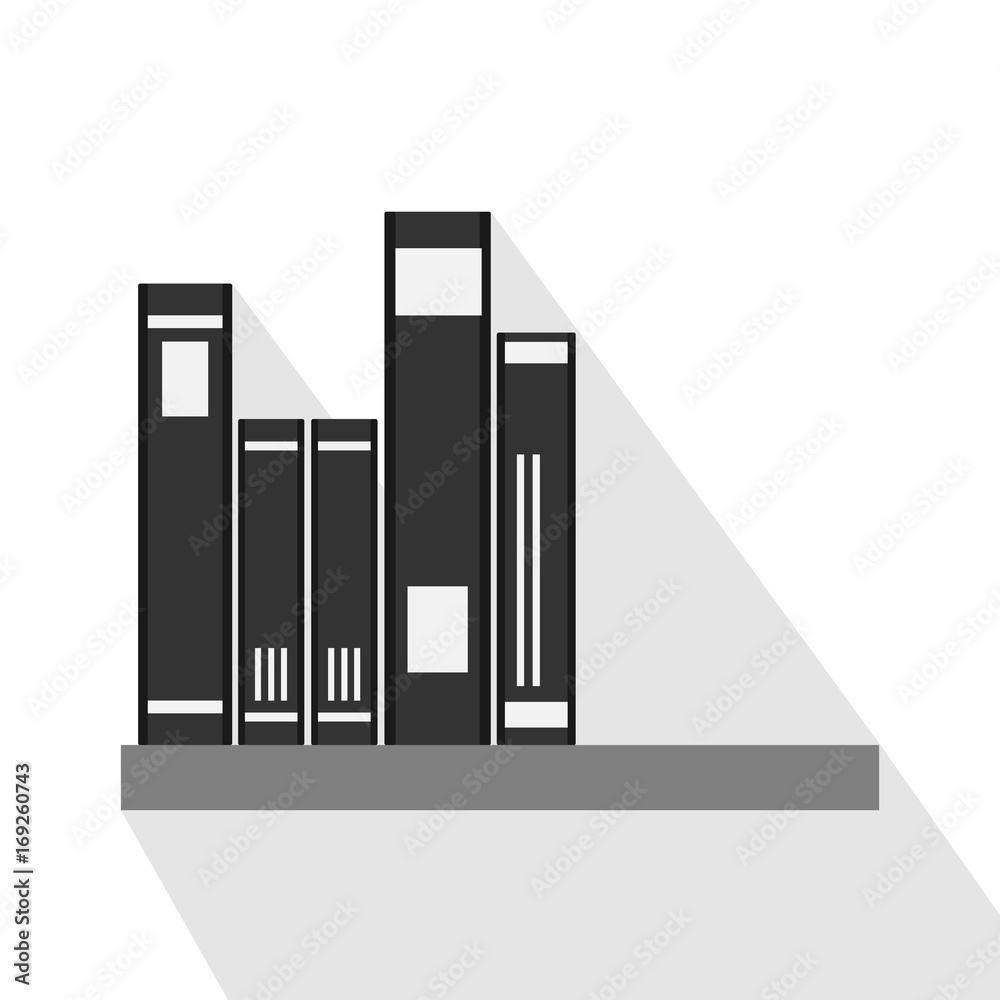 Books on a shelf with a shadow. Books in gray Books on a shelf with a shadow. Books in gray