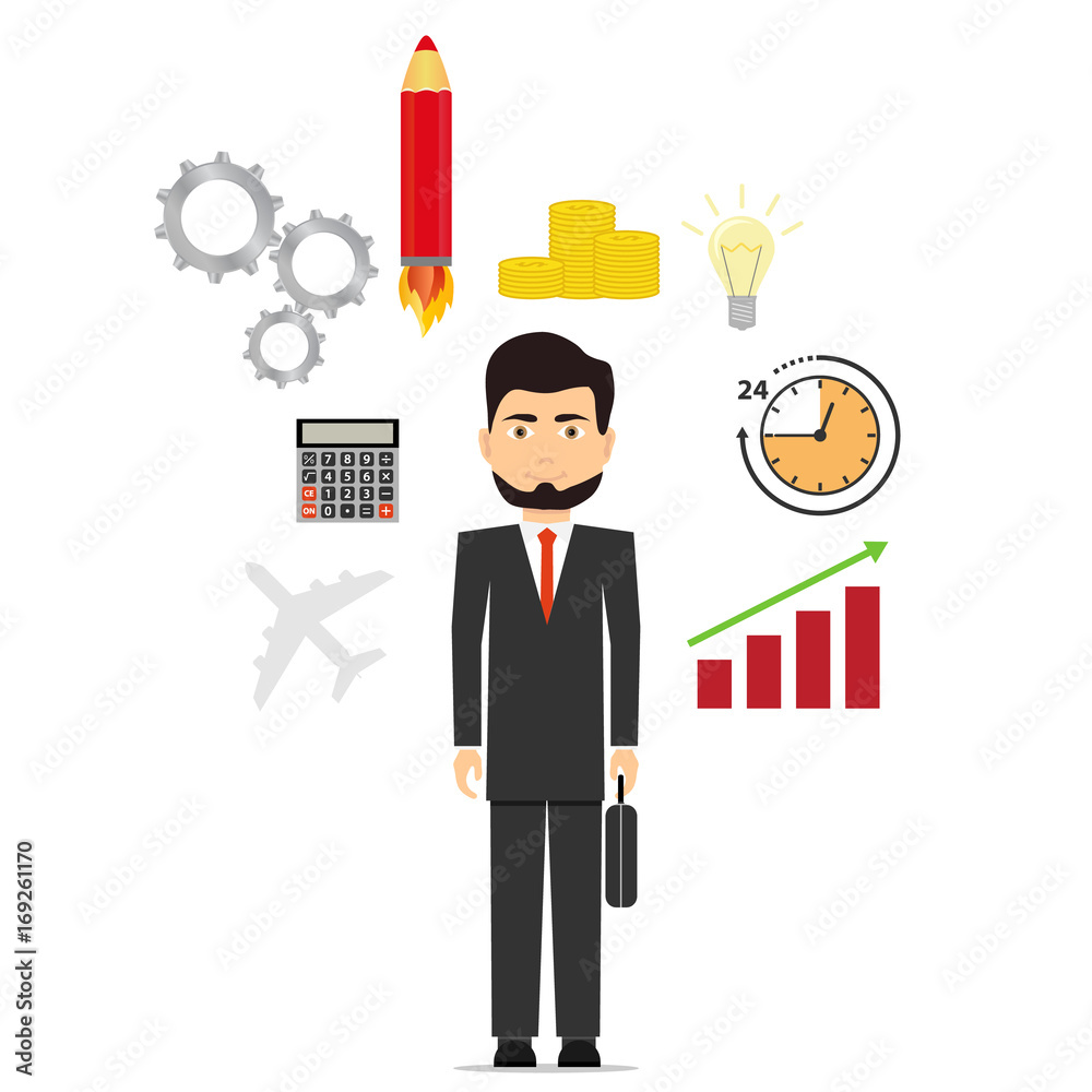 Businessman pondering the idea, the idea for business, the startup concept Businessman pondering the idea, the idea for business, the startup concept