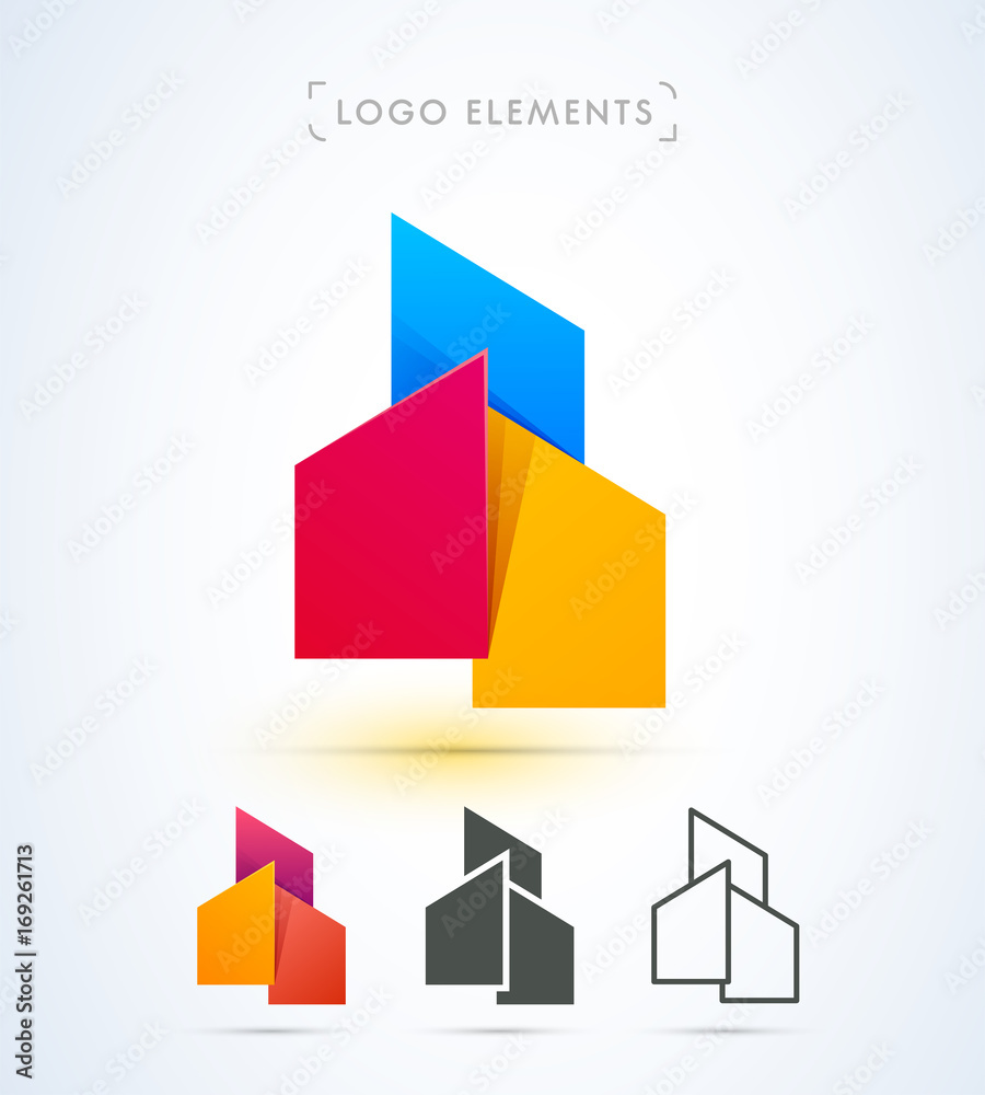 Vector abstract real estate logo template. Material design style Vector abstract real estate logo template. Material design style