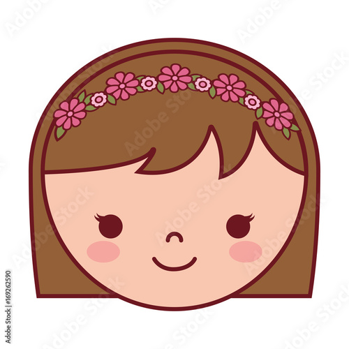 cartoon woman face icon over white background colorful design  vector illustration
