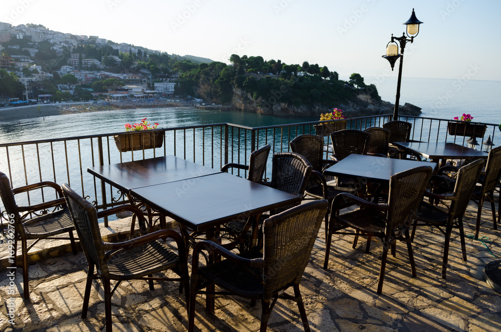 Cozy bar restaurant at the old town of Ulcinj, Montenegro