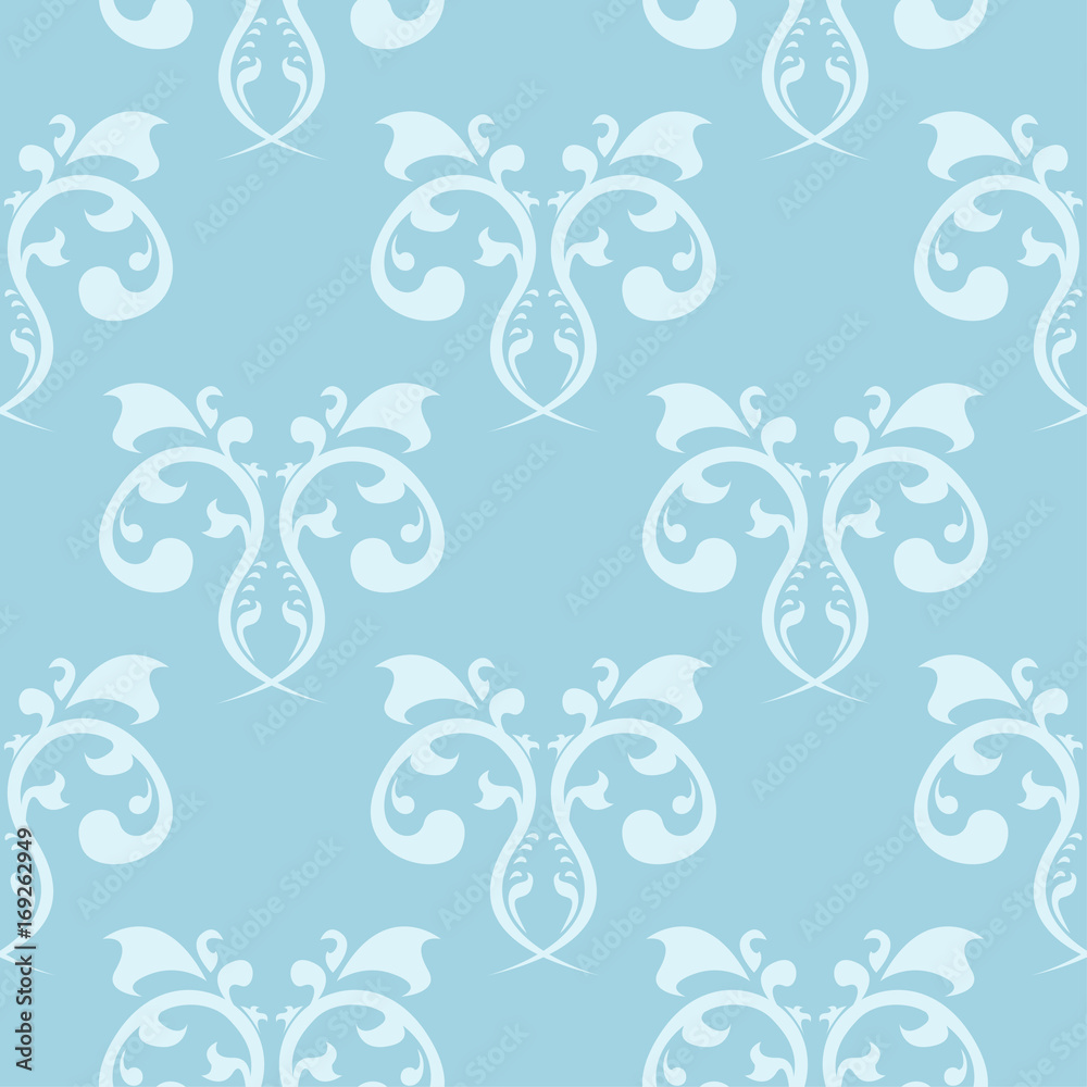 Seamless floral pattern with ornaments