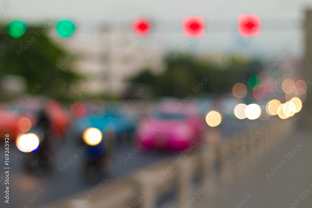 Blur image of car light and traffic in the city for abstract background Blur image of car light and traffic in the city for abstract background