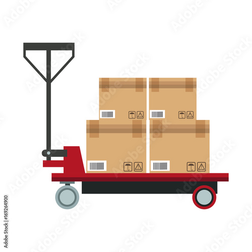 delivery cart boxes cargo logistic icon vector illustration