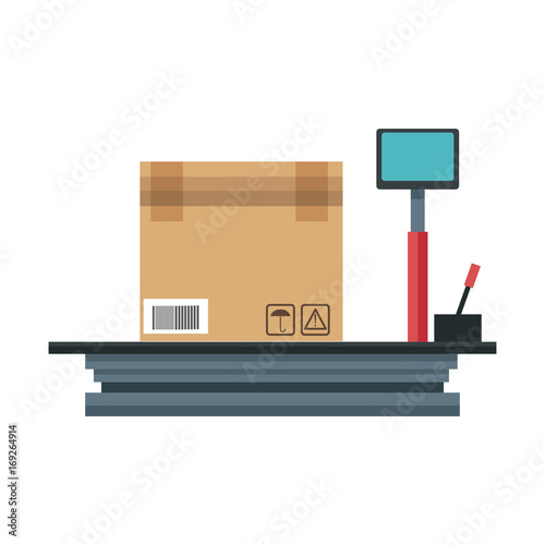 cardboard box on storage scale cargo icon vector illustration