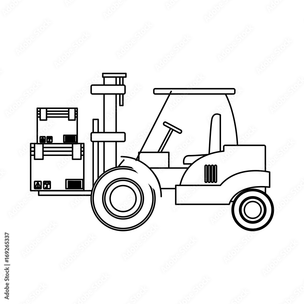 forklift loaded with cardboard boxes logistics and delivery vector illustration forklift loaded with cardboard boxes logistics and delivery vector illustration