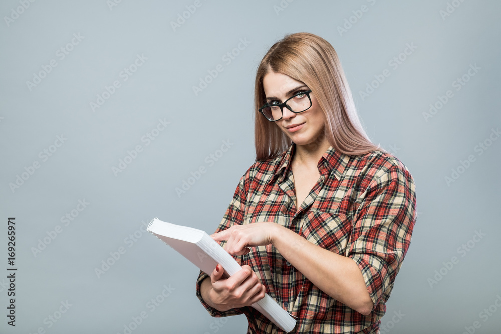 Young attractive woman hold book Young attractive woman hold book