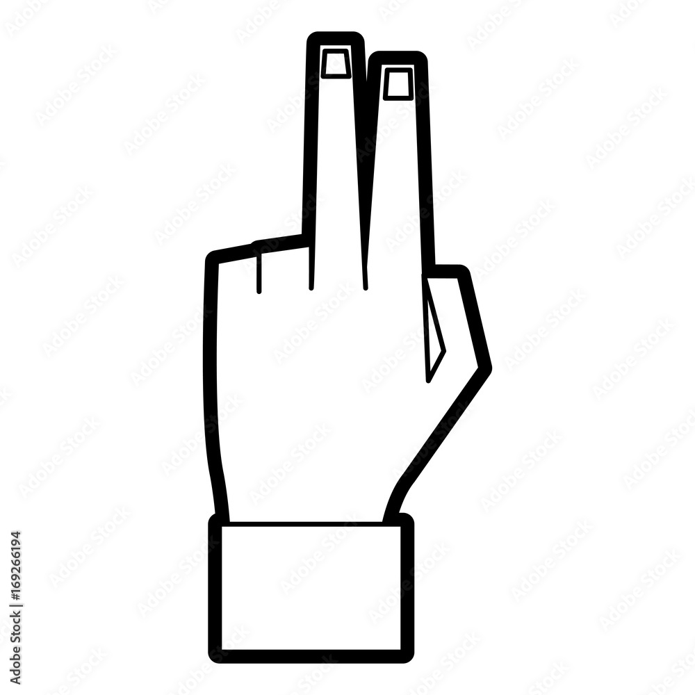 Flat line uncolored finger and hand over white background vector illustration Flat line uncolored finger and hand over white background vector illustration