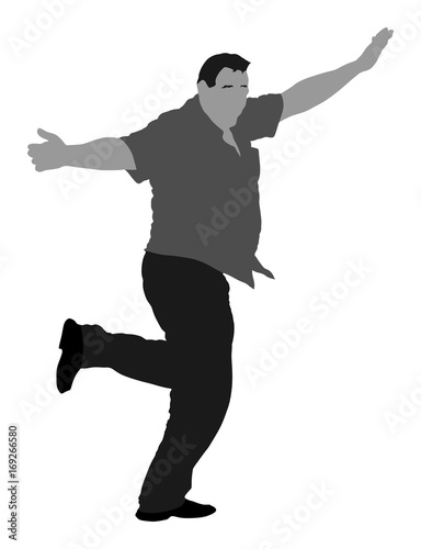 A Greek Evzone dancing vector silhouette isolated on white background. Dancing man silhouette vector illustration. Traditional dance. Greek symbol. Sirtaki, Syrtaki, Zorba dance.