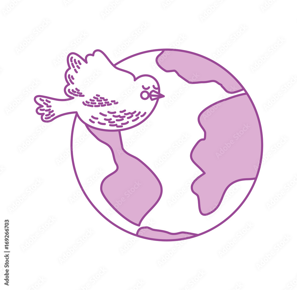 world planet with doves flying vector illustration design