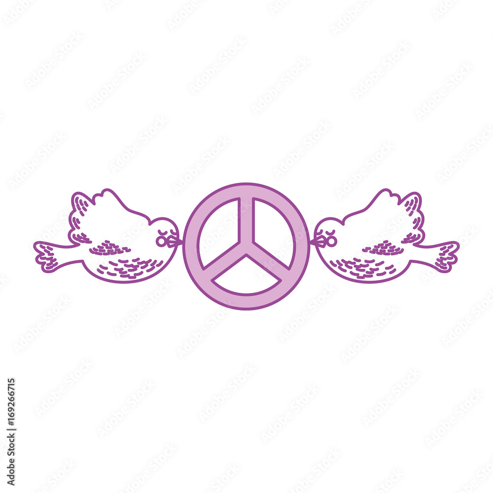 Obraz premium doves flying with peace symbol isolated icon vector illustration design