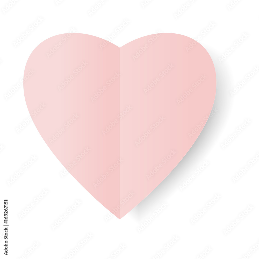 Pink folded paper hearts with shadow and love word, Valentines Day concept vector border. Pink folded paper hearts with shadow and love word, Valentines Day concept vector border.